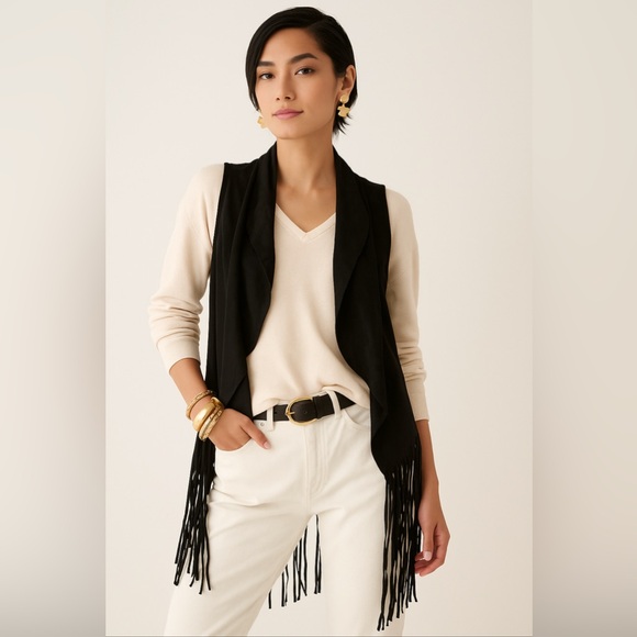 Do everything in love Sweaters - Do Everything in Love Black Fringe suede fringe  vest